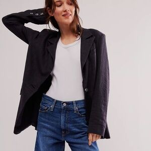 SOLD OUT Free People Black Charlotte Linen Blazer